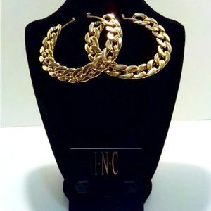 I.N.C. Gold Cuban Link Large Hoop Earrings.